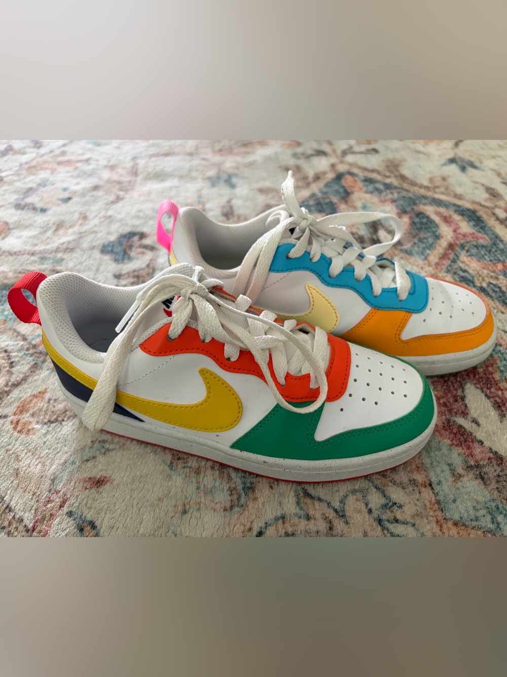 Nike Kids Multicolor Low-Top Sneakers — White, Yellow, Green, Orange, Blue, Pink